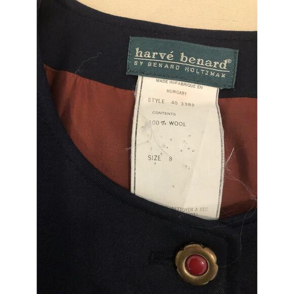 Harve Bernard Women Military Style Jacket Size8 Lined 100% Wool Clueless Preppy - Picture 8 of 10